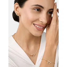 MINUTIAE Gold-Plated White Crystal Studded  Jewellery Set-picture-17