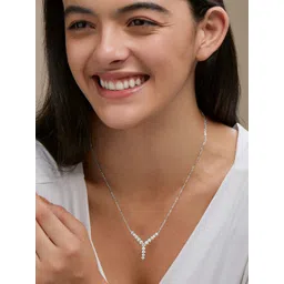 MINUTIAE Rhodium-Plated Stone Studded Necklace-picture-35