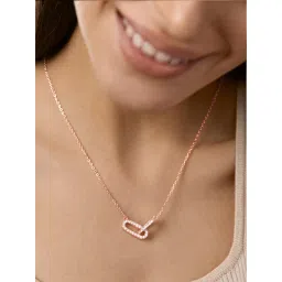 MINUTIAE Rose Gold Plated Friends Linked Up Pendant Necklace for Women and Girls image 1