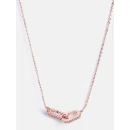 MINUTIAE Rose Gold Plated Friends Linked Up Pendant Necklace for Women and Girls image 2