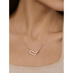MINUTIAE Rose Gold Plated Friends Linked Up Pendant Necklace for Women and Girls image 5