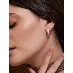 MINUTIAE Rose Gold Plated Geometric Hoop Earrings-picture-13