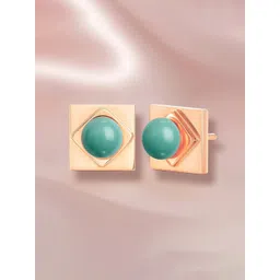 MINUTIAE Rose Gold Plated Pearls Studded Square Shaped Studs-picture-29