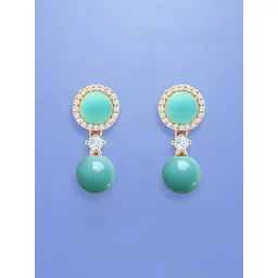 MINUTIAE Rose Gold-Plated Stones Studded & Pearls Beaded Spherical Drop Earrings-picture-23