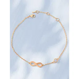 MINUTIAE Rose Gold-Plated White Crystal Infinity Charm With Solitaire Anklet-picture-24