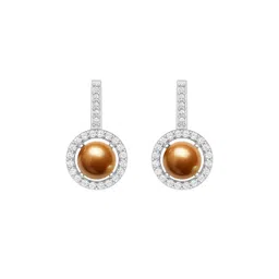 MINUTIAE Silver-Plated Artificial Stones Studded & Pearls Beaded Circular Drop Earrings-picture-37