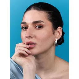 MINUTIAE Silver Plated Artificial Stones Studded & Pearls Beaded Spherical Drop Earrings-picture-18