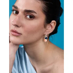 MINUTIAE Silver-Plated Stones Studded & Pearls Beaded Spherical Shaped Drop Earrings-picture-16