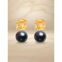 MINUTIAE Silver-Plated Stones Studded & Pearls Beaded Spherical Shaped Studs-picture-14