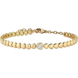 minutiae Stylish Heart Shape Love Theme Tennis Bracelet with Solitaire Cut Crystals Cubic Zirconia Diamond | Anti-Allergic, Skin Friendly and Unique Masterpiece Gift For Her/Girls/Women-picture-21