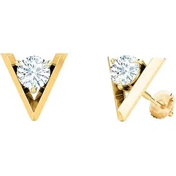 minutiae V Shape Earrings With White Solitaire Crystal Stylish Fashion Jewellery For Women and Girls-picture-43