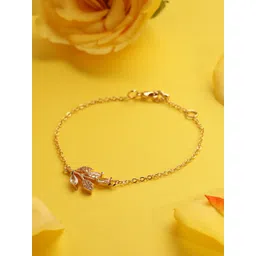 MINUTIAE Women Gold-Plated Brass Crystals Marquise Vine Link Bracelet-picture-33