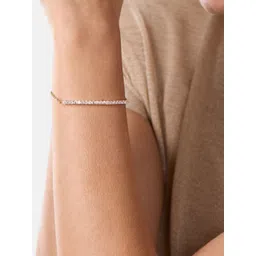 MINUTIAE Women Gold-Toned & White Crystals Studded Link Bracelet-picture-11