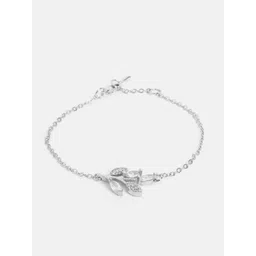 MINUTIAE Women Silver-Toned Brass Crystals Handcrafted Silver-Plated Charm Bracelet image 1