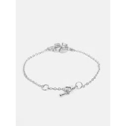 MINUTIAE Women Silver-Toned Brass Crystals Handcrafted Silver-Plated Charm Bracelet image 5