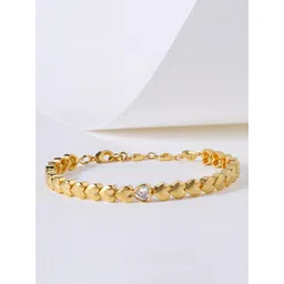 minutiae Stylish Heart Shape Love Theme Tennis Bracelet with Solitaire Cut Crystals Cubic Zirconia Diamond | Anti-Allergic, Skin Friendly and Unique Masterpiece Gift For Her/Girls/Women image 4