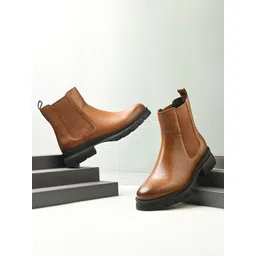 MIORAH Women Genuine Leather Block-Heeled Chelsea Boots-picture-38