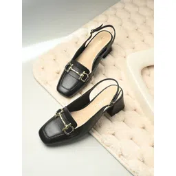 MIORAH Women Leather Textured Block Sandals-picture-35