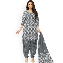 MIRAAN Ethnic Motifs Printed Round Neck Pure Cotton Kurta with Patiala & With Dupatta-picture-37