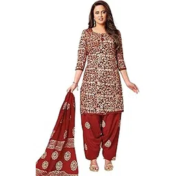 miraan Unstitched Cotton Batik Salwar Suit Printed Material For Women Dress Material (Sanbat501, Maroon, Free Size), Customizable Length-picture-39
