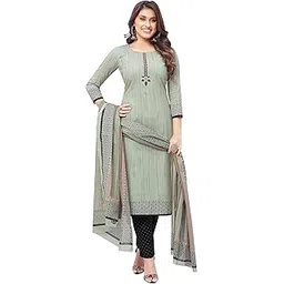 miraan Unstitched Cotton Salwar Suit printed material For Women (BAND2313_Grey_Free Size)-picture-13