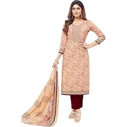 miraan Unstitched Cotton Salwar Suit printed material For Women (BAND2320_Beige_Free Size)-picture-37