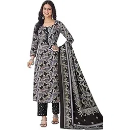 miraan Unstitched Printed Cotton Salwar Suit Dress Material For Women (BAND3307, Black, Free Size)-picture-22