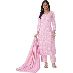 miraan Unstitched Printed Cotton Salwar Suit Dress Material For Women (BAND3313, Pink, Free Size)-picture-21