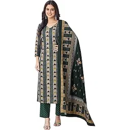 miraan Unstitched Printed Cotton Salwar Suit Dress Material For Women (BAND3319, Green, Free Size)-picture-17