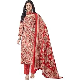 miraan Unstitched Printed Cotton Salwar Suit Dress Material For Women (BAND3320, Red, Free Size)-picture-16