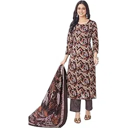 miraan Unstitched Printed Cotton Salwar Suit Dress Material For Women (BAND3322, Brown, Free Size)-picture-25