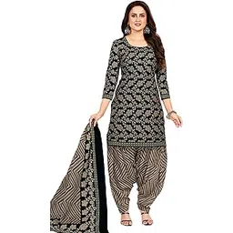 miraan Unstitched Printed Cotton Salwar Suit Dress Material For Women (SANRAN2179, Black, Free Size)-picture-31