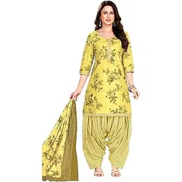 miraan Unstitched Printed Cotton Salwar Suit Dress Material For Women (SANRAN2370, Yellow, Free Size)-picture-33