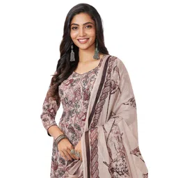 miraan Unstitched Printed Cotton Salwar Suit Material For Women (BAND2915, Grey, Free Size) image 3