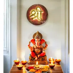 miraayaa Handcrafted Shree Wall Art with LED Backlight (12 Inches)-picture-15