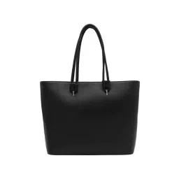 Miraggio Black Solid Large Tote Handbag-image-8