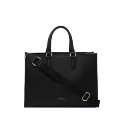 Miraggio Black Solid Large Tote Handbag-image-9