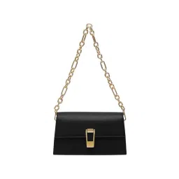 Miraggio Black Solid Medium Sling Handbag-image-1