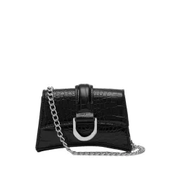 Miraggio Black Textured Small Sling Handbag-image-34