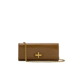 MIRAGGIO Brown Cecilia Clutch With Detachable Strap (Medium)-image-49