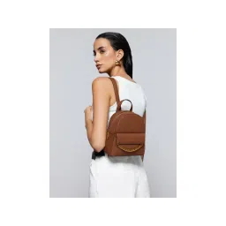 MIRAGGIO Brown Small Backpack For Women-picture-24