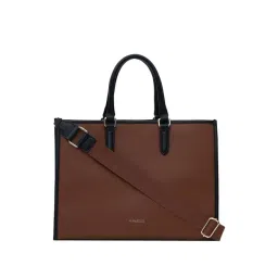 Miraggio Brown Solid Large Tote Handbag-image-1
