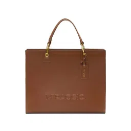 Miraggio Brown Solid Large Tote Handbag-image-2