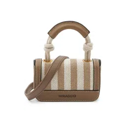 Miraggio Gia Beige Striped Small Mini Cross Body Bag-picture-23