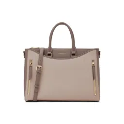 Miraggio Taupe Arden Textured Large Laptop Bag-picture-48