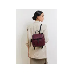 MIRAGGIO Women Maroon Textured Claire Backpack (S)-picture-21