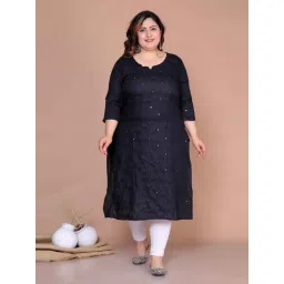 Miravan Black Embroidered Straight Kurta-picture-26