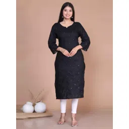 Miravan Black Embroidered Straight Kurta-picture-42