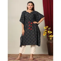 Miravan Blue Cotton Printed A Line Kaftan-picture-27