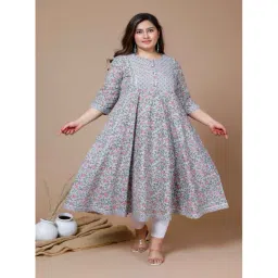 Miravan Blue Cotton Printed Anarkali Kurta-picture-36